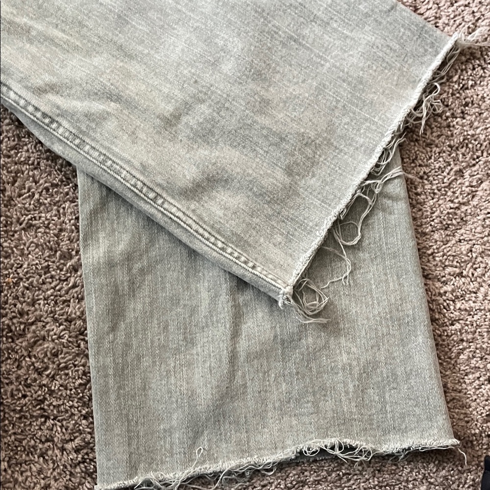 Wide Leg High Waisted Green Jeans - Picture 3 of 5